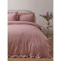 The Very Collection Super Soft Seersucker Stripe Duvet Set With Frill Edge