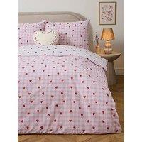 The Very Collection Hearts Gingham Printed Duvet Set