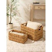Michelle Keegan Home Mk Set Of 2 Ribbed Woven Storage Basket
