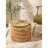 Michelle Keegan Home Mk Ribbed Woven Storage Basket With Lid