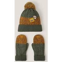 Monsoon Boys Adventure Hat And Mitten Set - Brown