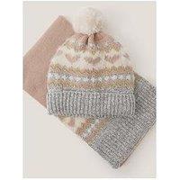 Monsoon Girls Heart Intarsia Hat Set - Multi
