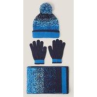 Monsoon Boys Pixel Hat, Glove And Scarf Set - Blue