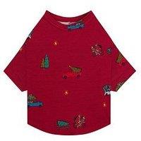 Chelsea Peers Ditsy Santa Bike Pet Pyjama T-Shirt - Red