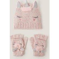 Monsoon Girls Unicorn Pom Hat And Gloves - Multi