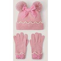 Monsoon Girls Scallop Bow Hat Set - Pink