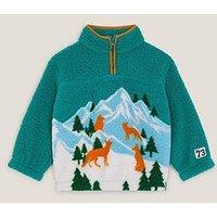 Monsoon Boys Half Zip Fleece Sweat Top - Green