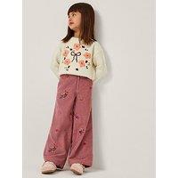 Monsoon Girls Cord All Over Embroidered Trouser - Pink