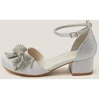 Monsoon Girls Dazzle Bow Heeled Shoes - Silver