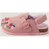 Monsoon Girls Faux Fur Flower Embroided Mule - Pink