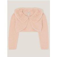 Monsoon Baby Girls Fluffy Detachable Faux Fur Collar Cardigan - Pink