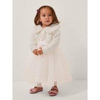 Monsoon Baby Girls Fluffy Faux Fur Collar Cardigan - Light Cream