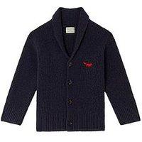 Monsoon Boys Plain Knitted Shawl Cardigan - Navy