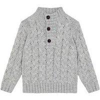 Monsoon Boys Cable Knitted Button Placket Jumper - Grey