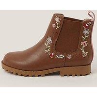 Monsoon Girls Flower Embroiderd Boots - Brown