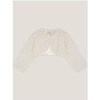 Monsoon Baby Girls Marie Long Sleeve Faux Fur Shrug - Light Cream