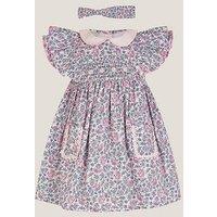 Monsoon Baby Girls Savannah Dress And Headband - Pink