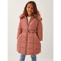 Monsoon Girls Scallop Edge Belt Coat - Pink