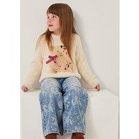 Monsoon Girls Bear Knitted Jumper - Light Cream