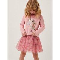Monsoon Girls Unicorn Top And Mesh Skirt Set - Pink