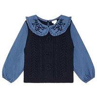 Monsoon Girls 2 In 1 Knitted Tank Top And Chambray Blouse - Blue