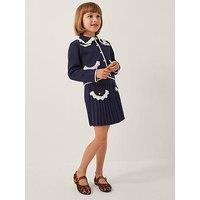 Monsoon Girls Knitted Crochet Co-Ord Skirt - Navy