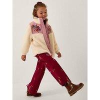 Monsoon Girls Floral Yoke Borg Jacket - Light Cream