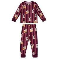 Chelsea Peers Unisex Kids Animal Stripe Pyjamas - Dark Red