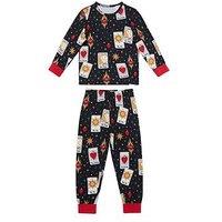 Chelsea Peers Unisex Kids Tarot Card Print Pyjamas With Extendable Cuffs - Black