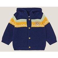 Monsoon Baby Boys Benny Bear Fairisle Knitted Hoody - Green