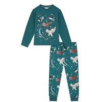 Monsoon Boys Jersey Glow In The Dark Space Pyjamas - Green