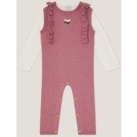 Monsoon Baby Girls Knitted Dungaree And Tshirt Set - Pink