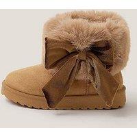 Monsoon Girls Bow Fluffy Boots - Brown