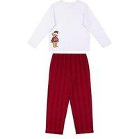 Chelsea Peers Unisex Kids Tonal Stripe Christmas Bear Pyjamas - Red