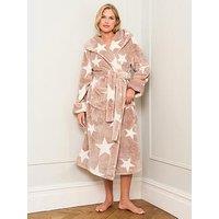 Jim Jam The Label Mocha Star Print Dressing Gown - Mocha/White
