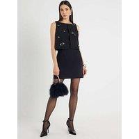 River Island Embellished Layered Shift Dress - Black