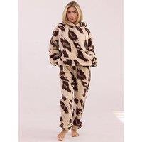Jim Jam The Label Jim Jam The Label Oversized Animal Print Twosie - Brown/Cream