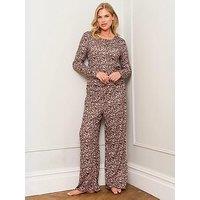 Jim Jam The Label Leopard Print With Wide Leg Set - Multi