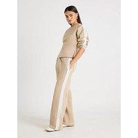 River Island Lace Trim Wide Leg Jogger - Beige