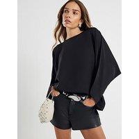 River Island Short Sleeve Batwing T-Shirt - Black