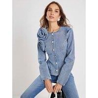 River Island Corsage Denim Jacket - Blue
