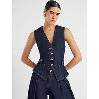 River Island Fitted Tab Detail Waistcoat - Blue