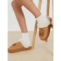 River Island Whipstitch Tassle Moc - Brown