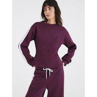 River Island Long Sleeve Lace Trim Cinched Sweat - Red