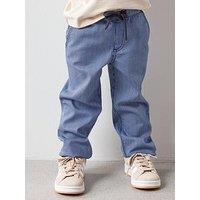The Very Collection Boys Stripe Jeans With Elasticated Waist & Drawstring Fastening - Blue