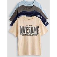 The Very Collection Boys 4 Pack Stripe Graphic T-Shirts - Multi
