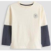 The Very Collection Boys Stripe Sleeve Back Graphic T-Shirt - Multi