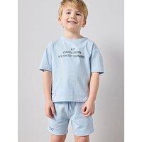 The Very Collection To Boys Cotton Rich Nyc Slogan T-Shirt & Short Set - Blue