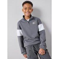 The Very Collection Boys Half Zip Sweatshirt - Grey