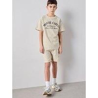 The Very Collection Boys Stripe City Slogan T-Shirt - Multi